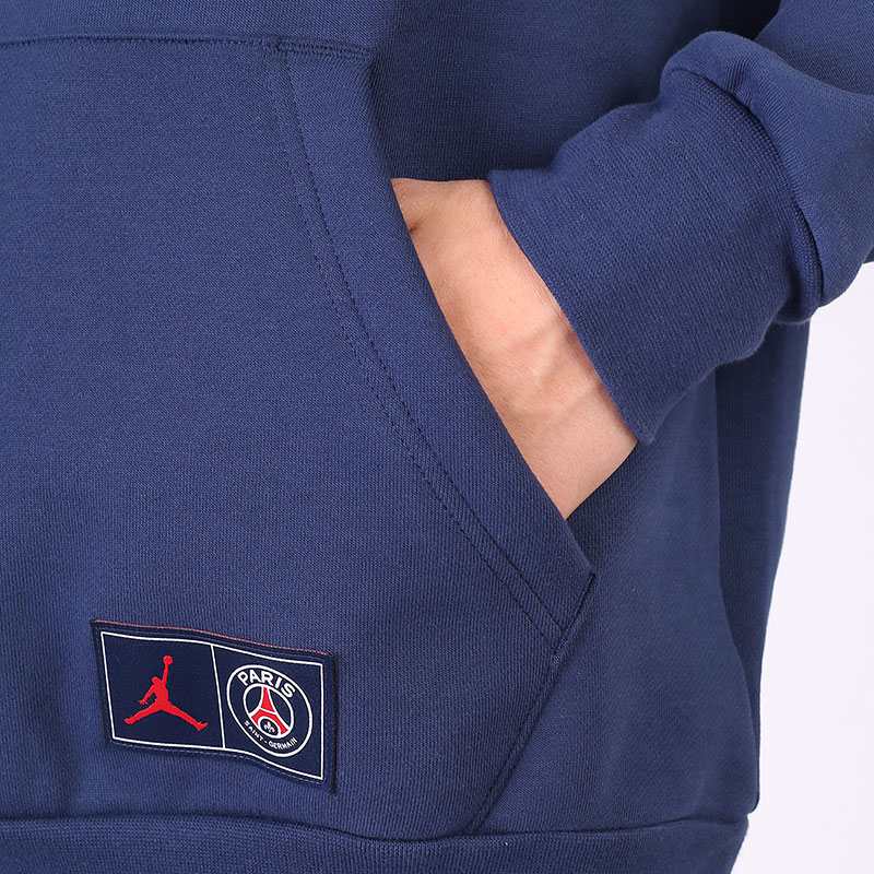 мужская синяя толстовка Jordan Paris Saint-Germain Fleece Pullover Hoodie DJ3928-410 - цена, описание, фото 4
